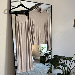 Enza Costa Silk Rib Skirt and cashmere turtleneck set